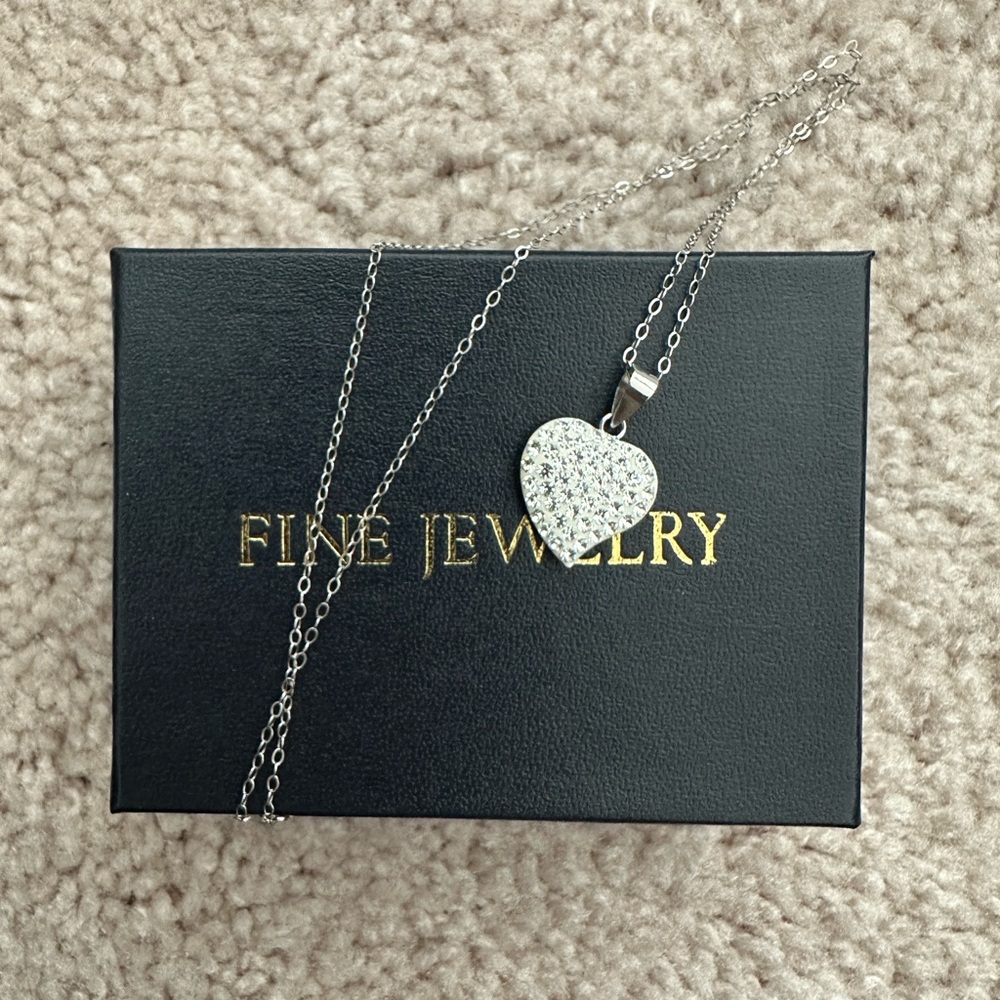 Sterling Silver crystal heart necklace